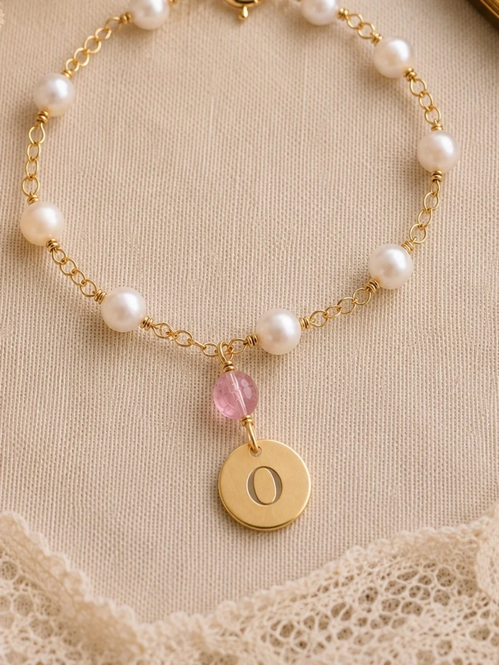 Personalized handmade fresh water pearl and birthstone bracelet baby and child